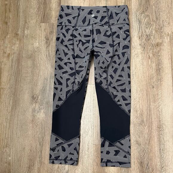 Lululemon Pace Rival High-Rise Crop 22" Labyrinth Black Light Cast / Black Sz 6 - Picture 2 of 12